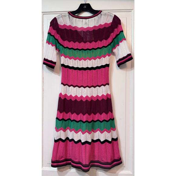 New Missoni M Pink Green Colorful Zig Zag Mini Dress Size 36/US 4 - Picture 5 of 9